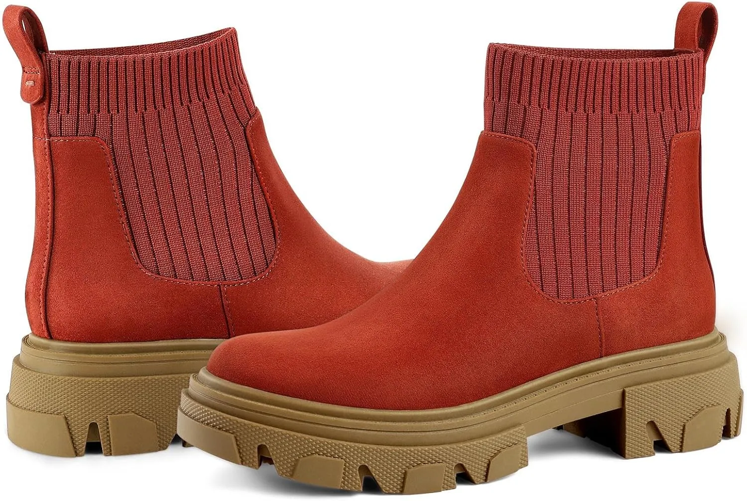 PIZZ ANNU Women's ClEARY Fashion Chelsea Boots Platform Lug Sole Combat Casual Elastic Chunky Heel Ankle Booties Shoes