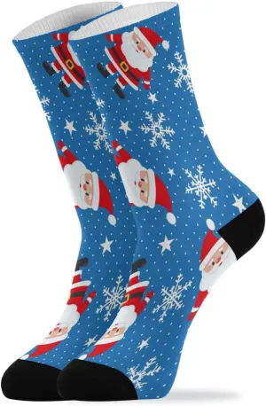 Plaaee Athletic Sports Running Retro Crew Socks For Men/Women Christmas Anta Claus and Snowflakes Running Walking Cushioned Compression Socks