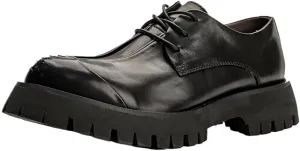 Platform Oxfords Round Toe Slip Resistant Low Top Office Loafers Lug Sole Heightening Business Lace-up Wedding Shoes