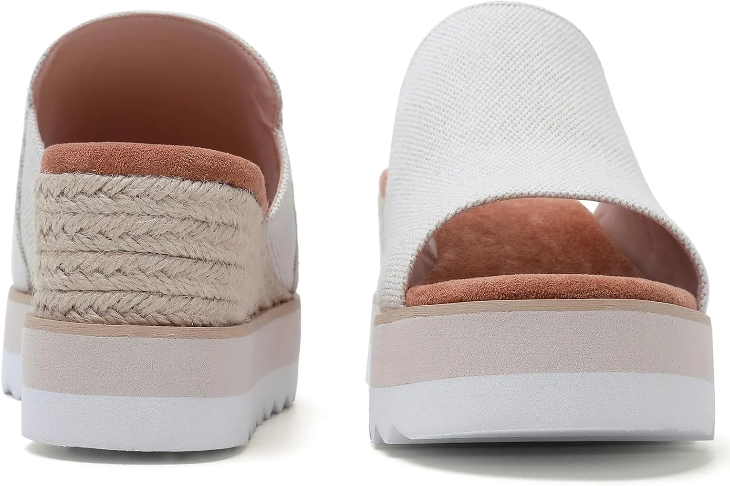 Platform Sandals Espadrilles Mules for Women Wedge Open Toe Slip On Sandals Raffia Womens Slides Shoes for Summer Vacation Beach Casual
