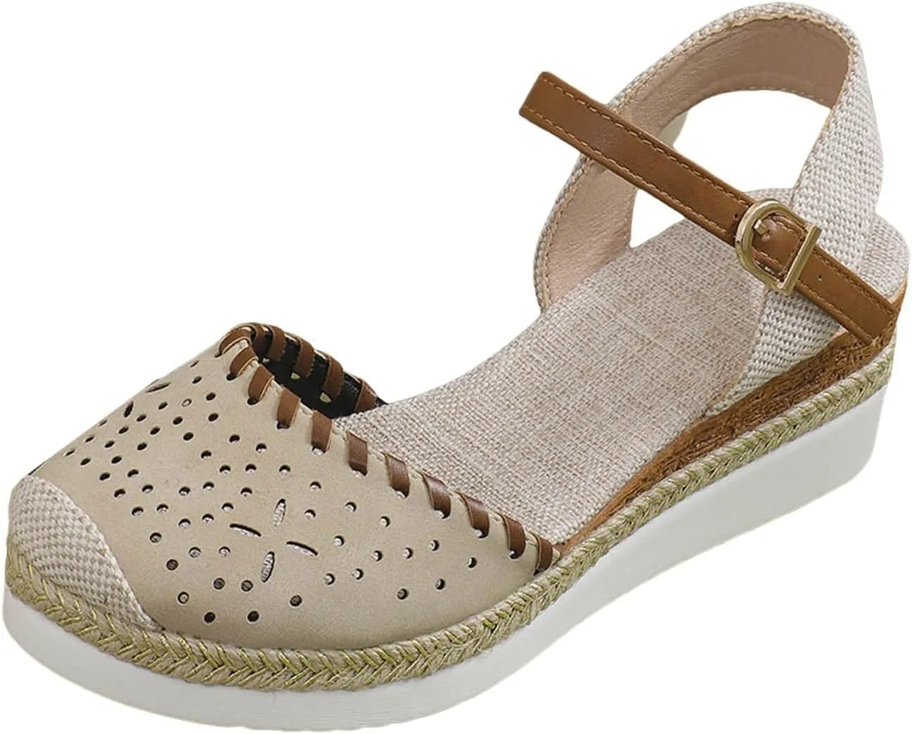 Platform Sandals for Women 2025 Breathable Hollow Out Closed Toe Slip On Sandals Buckle Ankle Strap Wedge Sandal Arch Support Slippers Fashion Summer Bohemia Beach Shoes