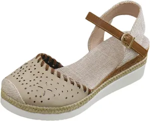 Platform Sandals for Women 2025 Breathable Hollow Out Closed Toe Slip On Sandals Buckle Ankle Strap Wedge Sandal Arch Support Slippers Fashion Summer Bohemia Beach Shoes