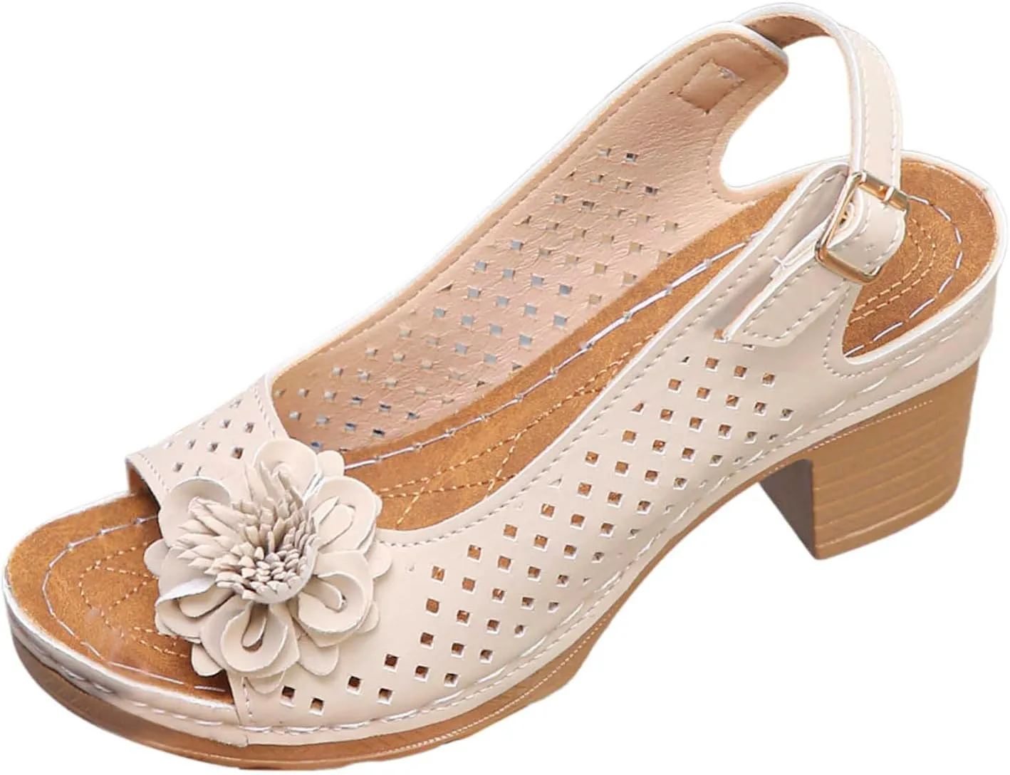 Platform Sandals Open Toe Hollow Out Mesh Shoes Fashion 3D Floral Sandal Retro Bohemian Wedge Slippers Casual Wedding Women Shoes Comfort Adjustable Strap Sandals Chunky Heel Sandal