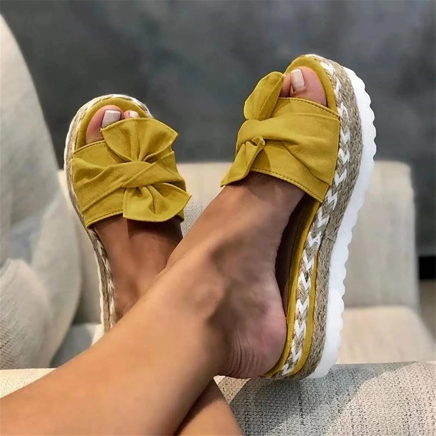 Platform Sandals Women Non Slip Lightweight Wedge Sandals Comfortable Breathable Open Toe Beach Sandal Backless Walking Slippers Fashion Bohemia Slippers