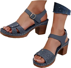Platform Wedge Sandals for Women 2025 Dressy Summer Ankle Strap Wedges Casual Hollow Out Open Toe Low Heel Comfortable Sandal Work Sandals for Women Office Breathable Dress Shoes