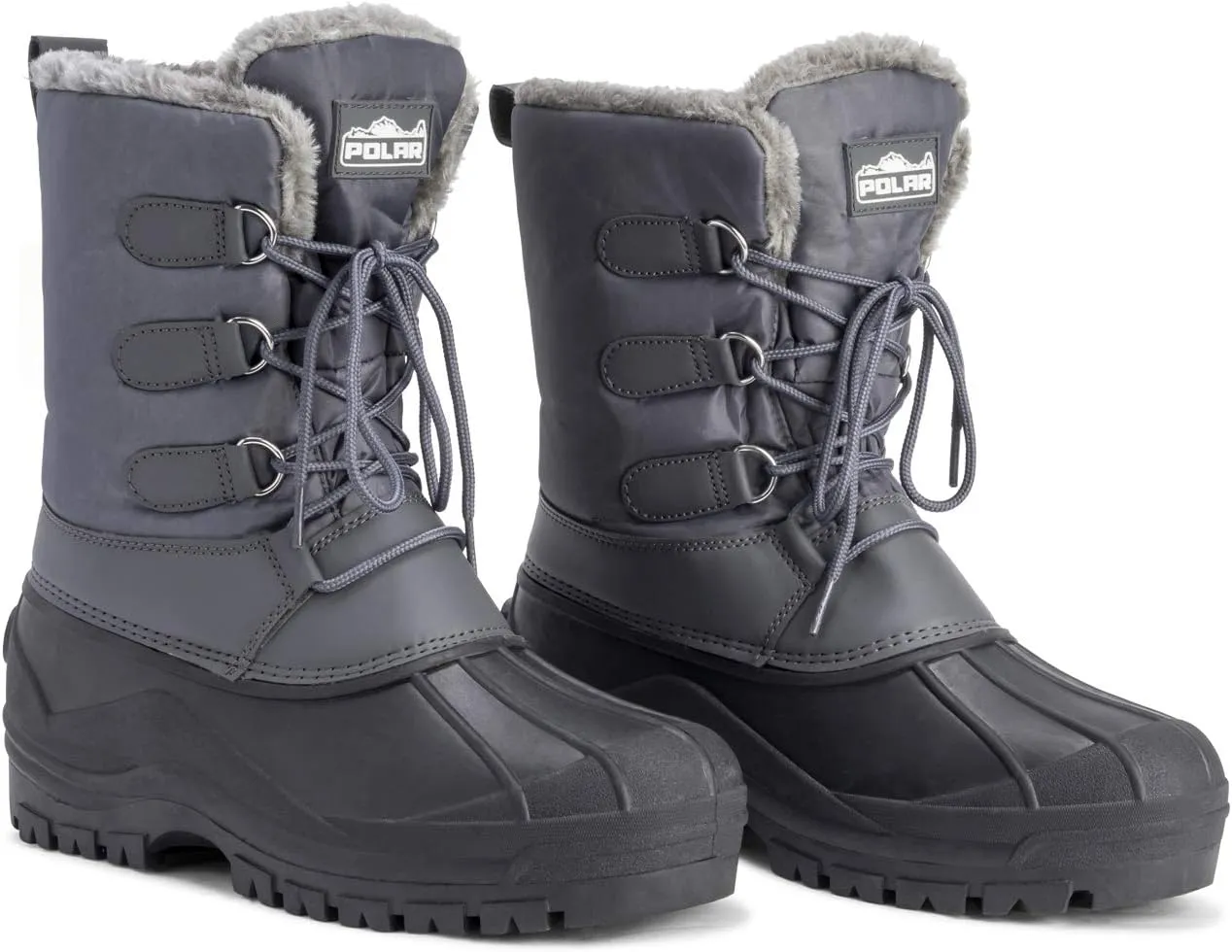 Polar Mens Muck Lace Up Short Nylon Winter Snow Rain Lace Up Casual Duck Boots