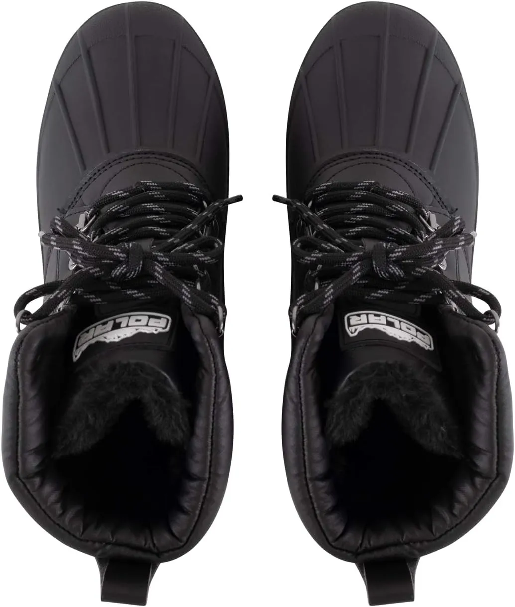 Polar Mens Muck Lace Up Short Nylon Winter Snow Rain Lace Up Casual Duck Boots