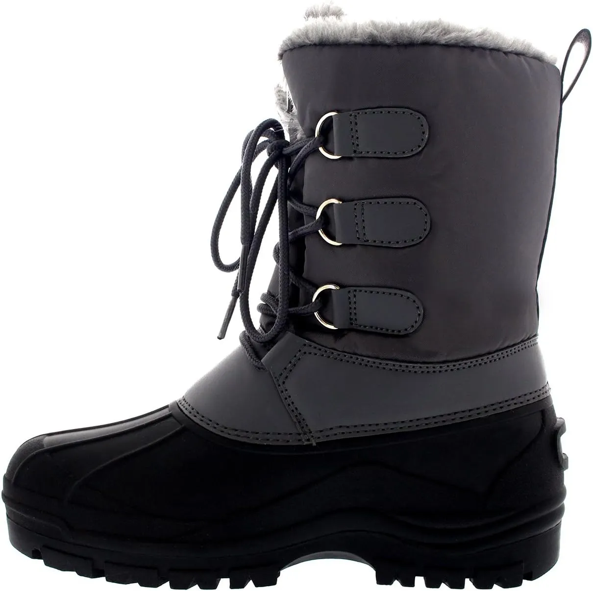 Polar Mens Muck Lace Up Short Nylon Winter Snow Rain Lace Up Casual Duck Boots