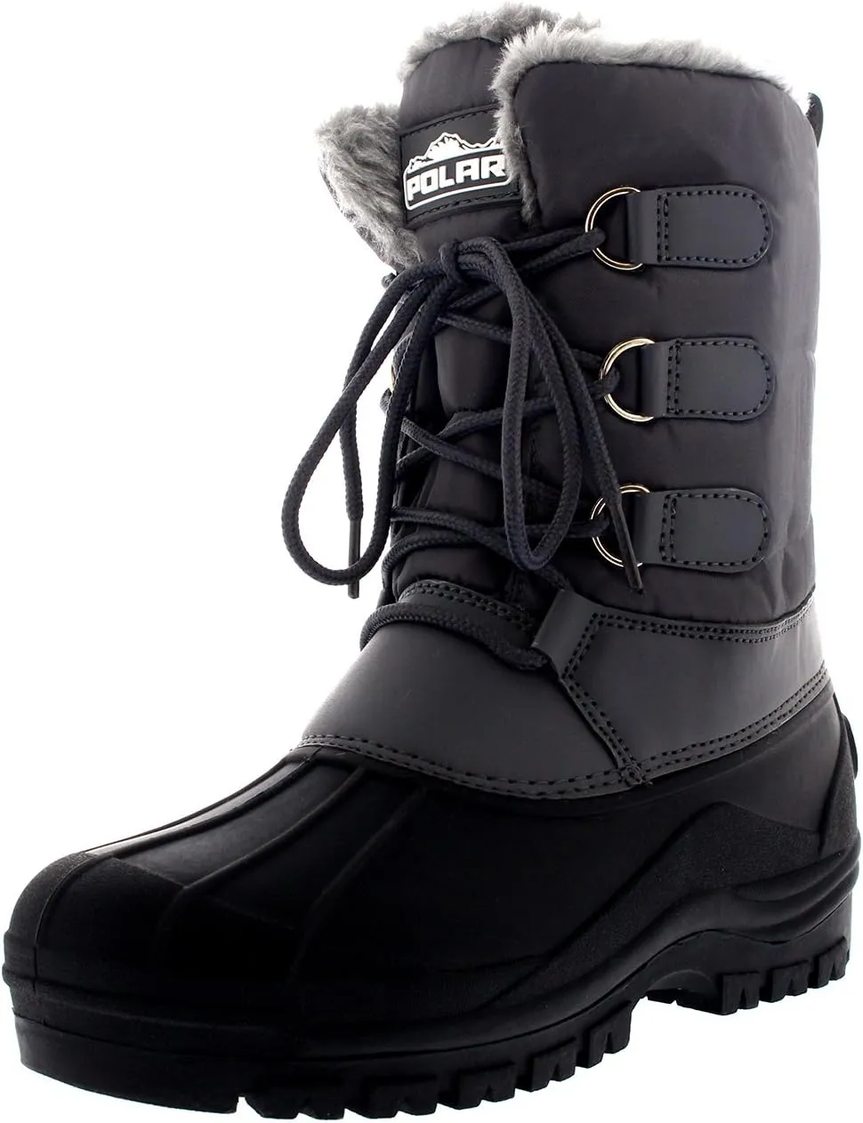 Polar Mens Muck Lace Up Short Nylon Winter Snow Rain Lace Up Casual Duck Boots