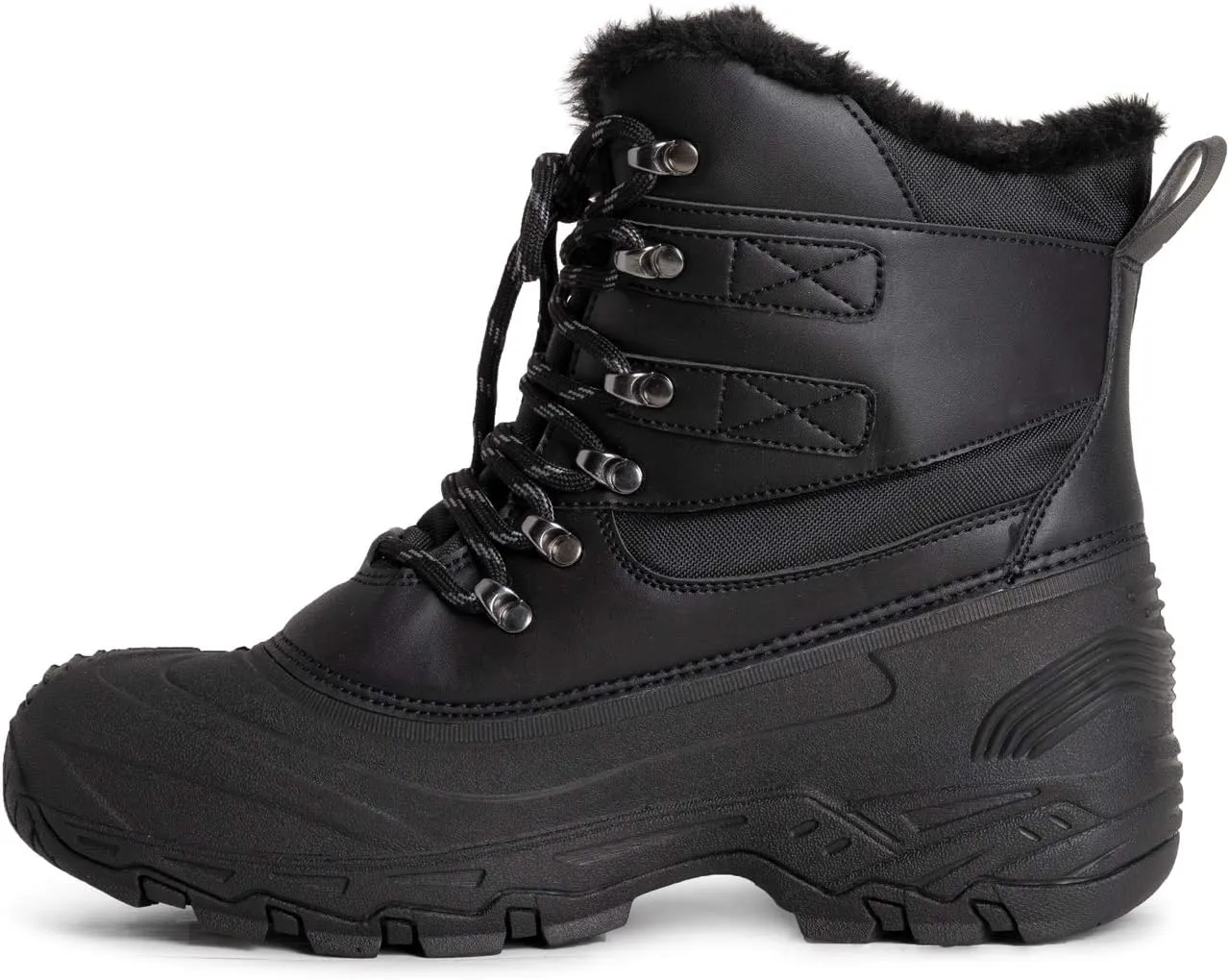 POLAR Mens Waterproof Outsole Deep Tread Fully Faux Fur Lined Winter Durable Snow Boots