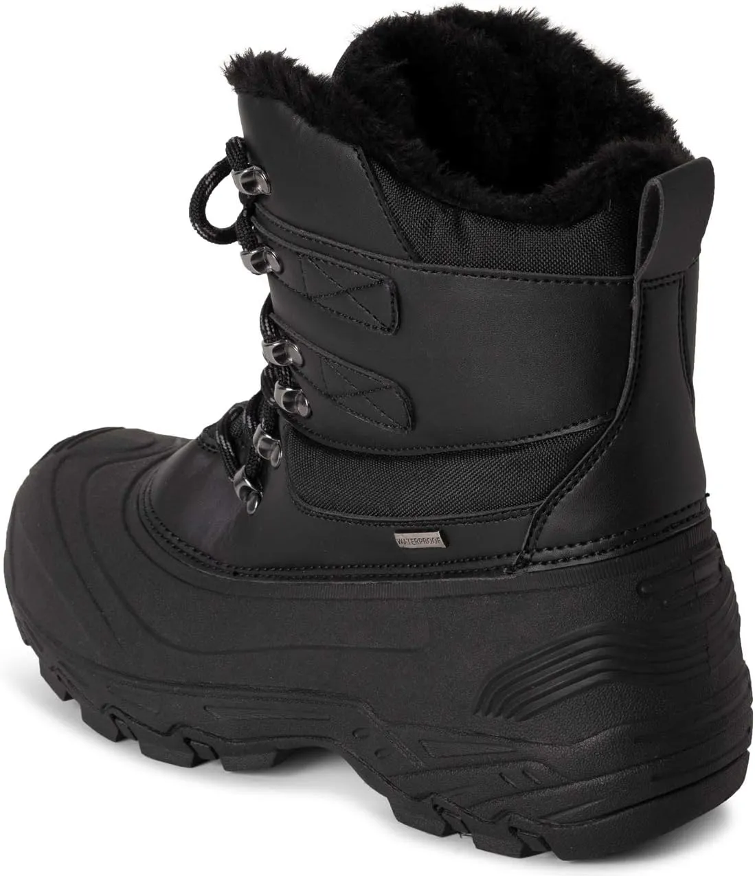 POLAR Mens Waterproof Outsole Deep Tread Fully Faux Fur Lined Winter Durable Snow Boots