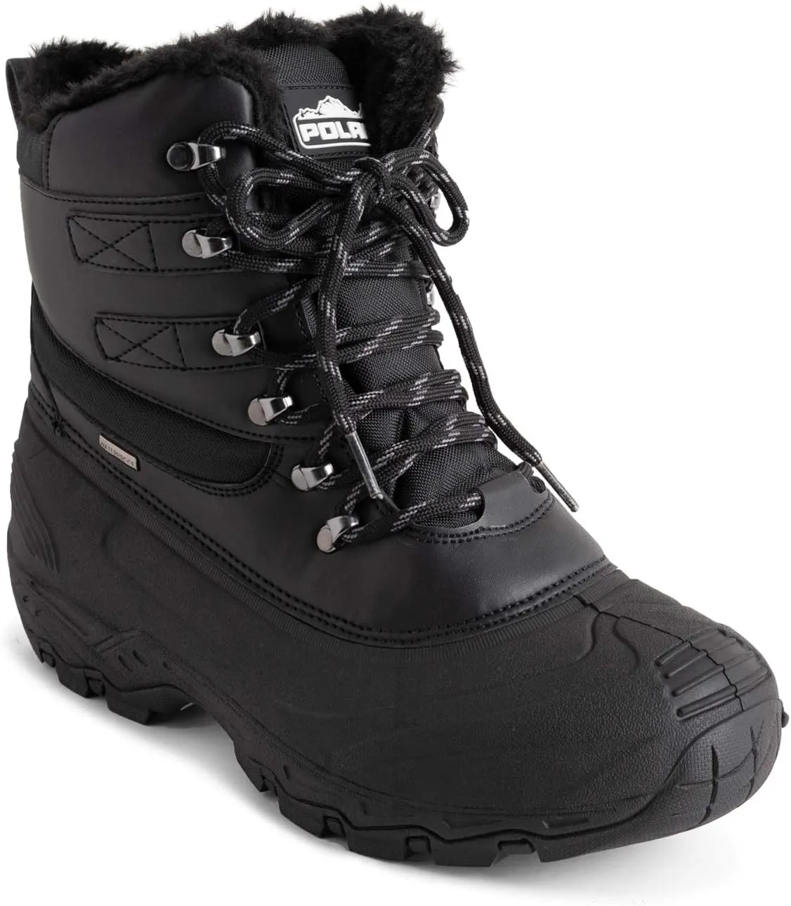 POLAR Mens Waterproof Outsole Deep Tread Fully Faux Fur Lined Winter Durable Snow Boots