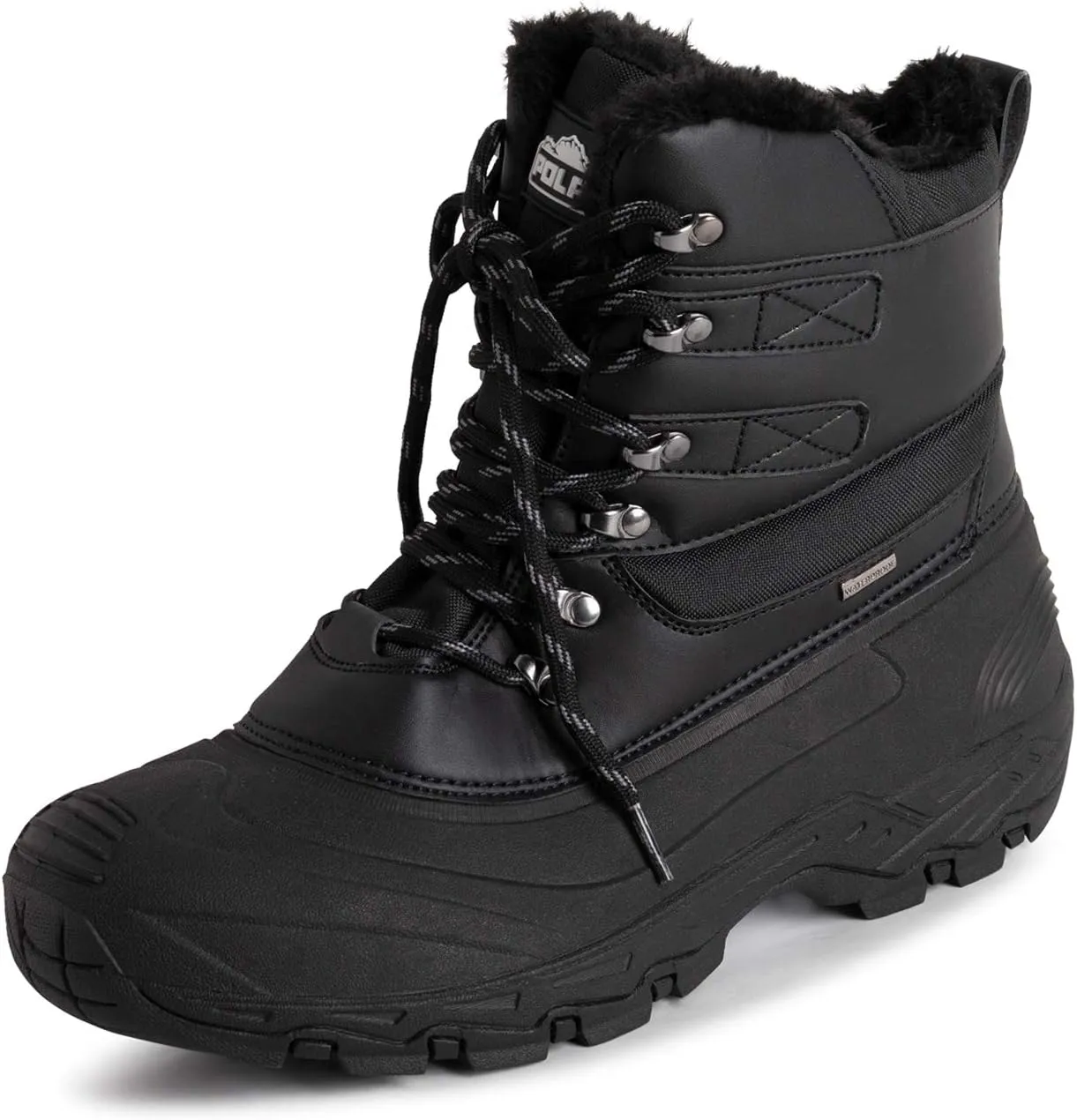 POLAR Mens Waterproof Outsole Deep Tread Fully Faux Fur Lined Winter Durable Snow Boots