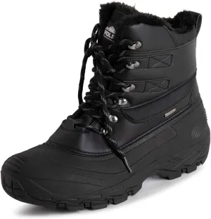 POLAR Mens Waterproof Outsole Deep Tread Fully Faux Fur Lined Winter Durable Snow Boots