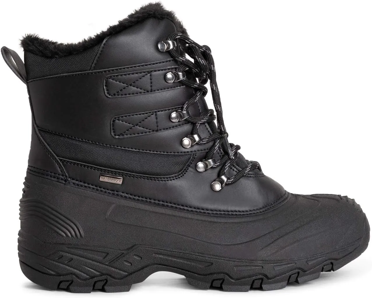 POLAR Mens Waterproof Outsole Deep Tread Fully Faux Fur Lined Winter Durable Snow Boots