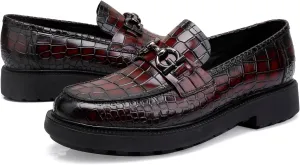 Premium Men's Dress Shoes, Classic Casual Crocodile Printed Penny Loafers with Buckle Party Wedding Shoes Slip on Dress Loafers for Men