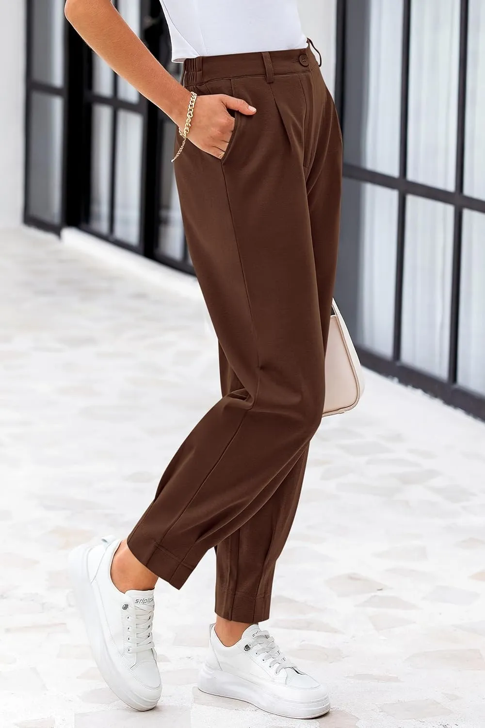 PRETTYGARDEN Women's High Waisted Pants Dressy Casual Ankle Length Work Office Trouser Slacks with Pockets