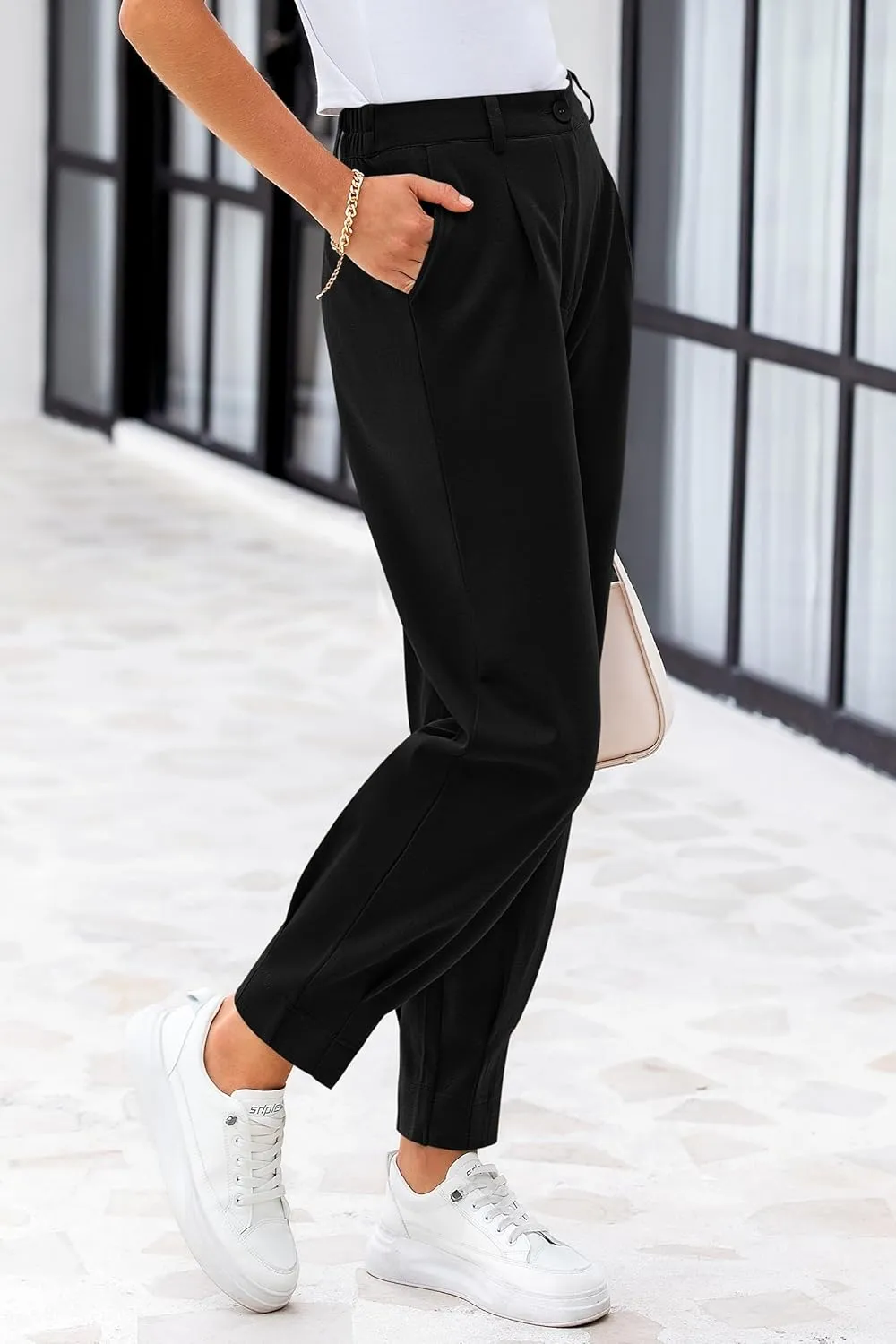 PRETTYGARDEN Women's High Waisted Pants Dressy Casual Ankle Length Work Office Trouser Slacks with Pockets
