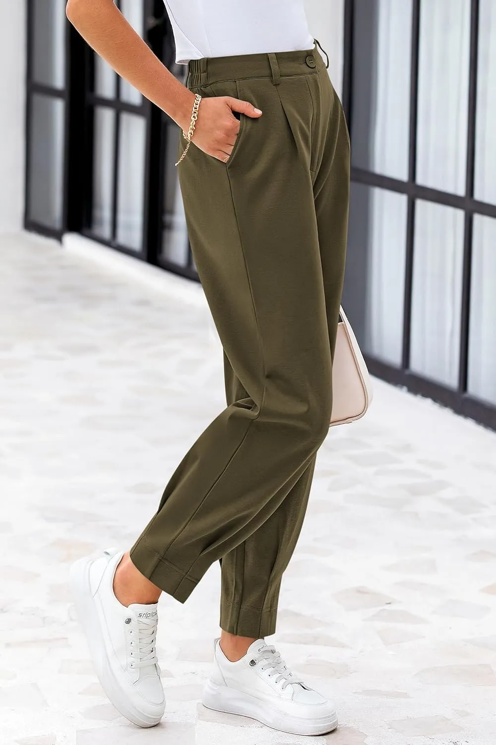 PRETTYGARDEN Women's High Waisted Pants Dressy Casual Ankle Length Work Office Trouser Slacks with Pockets