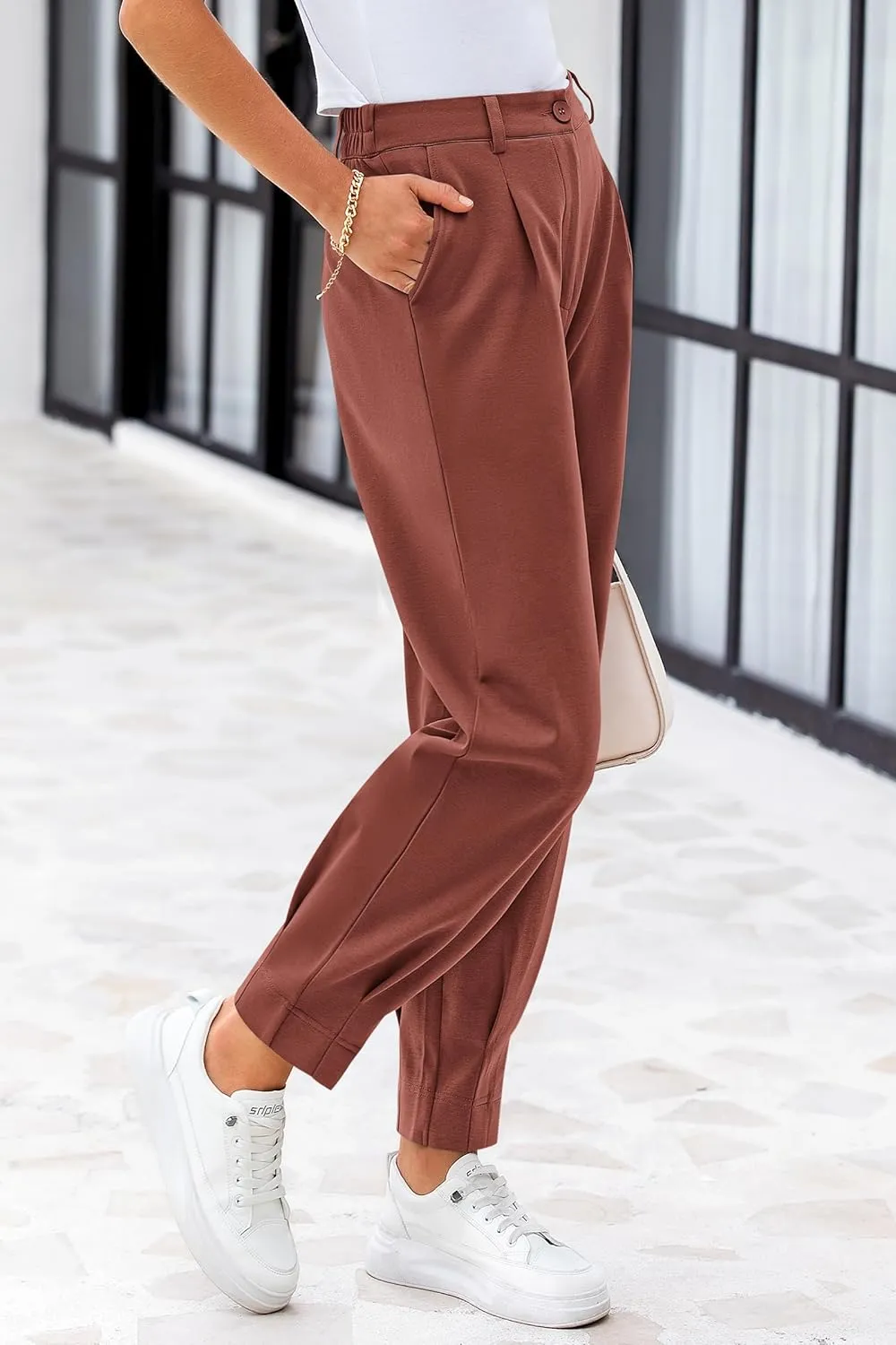 PRETTYGARDEN Women's High Waisted Pants Dressy Casual Ankle Length Work Office Trouser Slacks with Pockets
