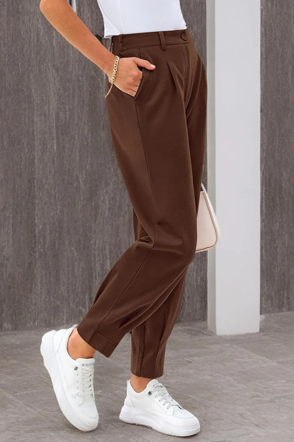 PRETTYGARDEN Women's High Waisted Pants Dressy Casual Ankle Length Work Office Trouser Slacks with Pockets