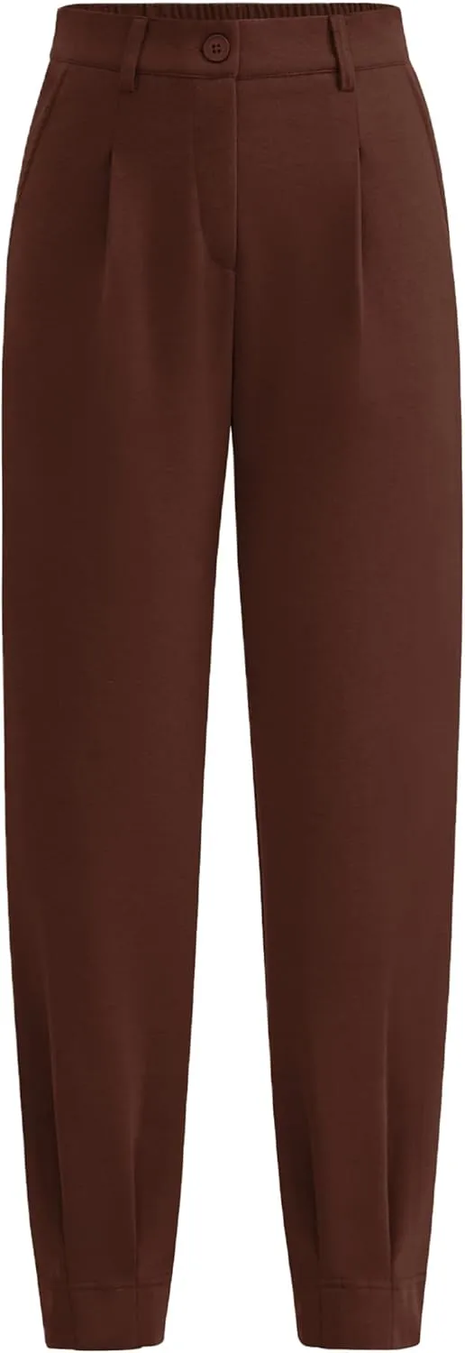 PRETTYGARDEN Women's High Waisted Pants Dressy Casual Ankle Length Work Office Trouser Slacks with Pockets