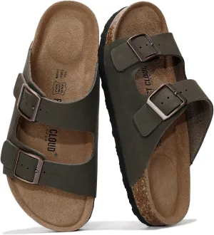Project Cloud Genuine Leather Flat Sandals Beach Essentials Womens Sandals Memory Foam Vacation Essentials Slides for Women Footwear (Venita)