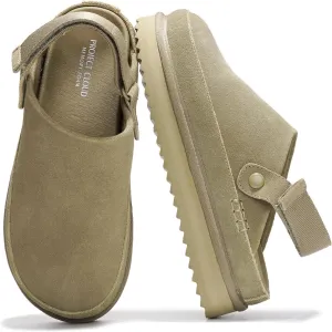 Project Cloud Genuine Suede Clogs for Women - Memory Foam Platform Clogs Womens Shoes - Nonslip Slides for Women w/Straps Lightweight Womens Clogs & Mules for Women 2024 (Goldstar, TAUP, 6)