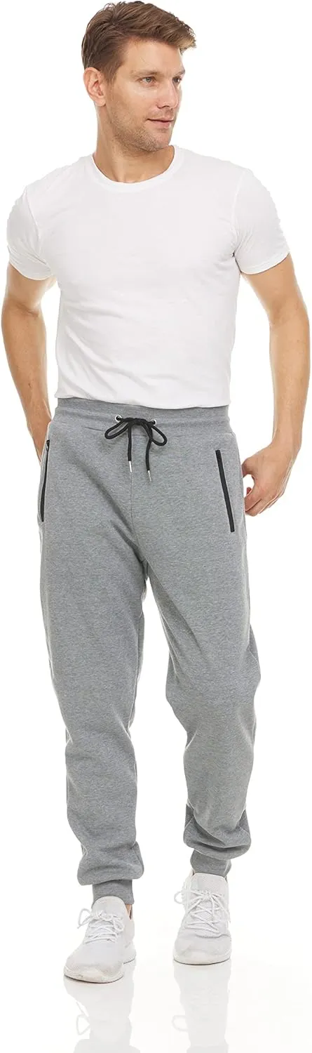 PURE CHAMP Mens 3 Pack Fleece Active Athletic Workout Jogger Sweatpants for Men with Zipper Pocket and Drawstring Size S-3XL
