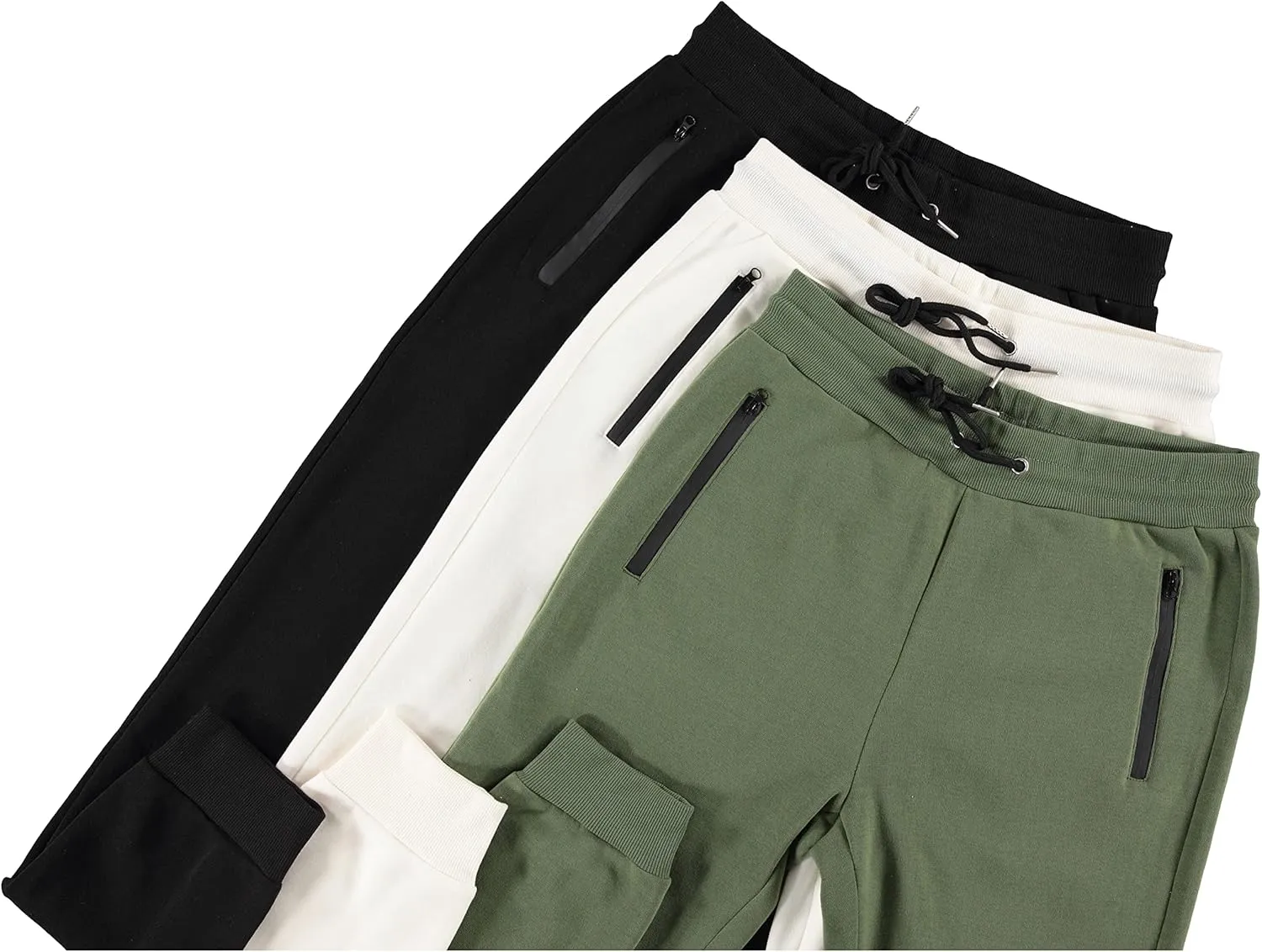 PURE CHAMP Mens 3 Pack Fleece Active Athletic Workout Jogger Sweatpants for Men with Zipper Pocket and Drawstring Size S-3XL