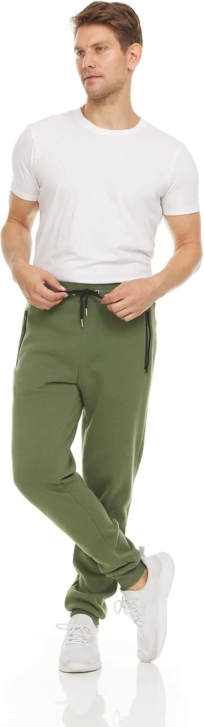PURE CHAMP Mens 3 Pack Fleece Active Athletic Workout Jogger Sweatpants for Men with Zipper Pocket and Drawstring Size S-3XL