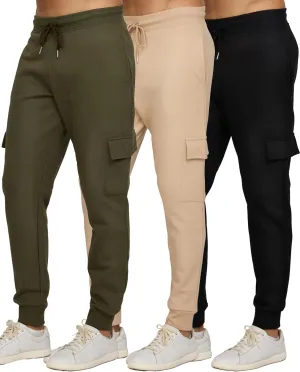 PURE CHAMP Mens 3 Pack Fleece Active Athletic Workout Jogger Sweatpants for Men with Zipper Pocket and Drawstring Size S-3XL