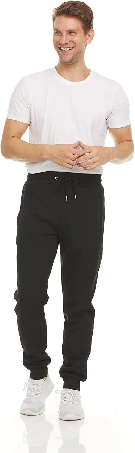 PURE CHAMP Mens 3 Pack Fleece Active Athletic Workout Jogger Sweatpants for Men with Zipper Pocket and Drawstring Size S-3XL