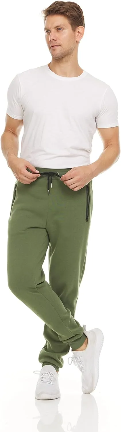 PURE CHAMP Mens 3 Pack Fleece Active Athletic Workout Jogger Sweatpants for Men with Zipper Pocket and Drawstring Size S-3XL