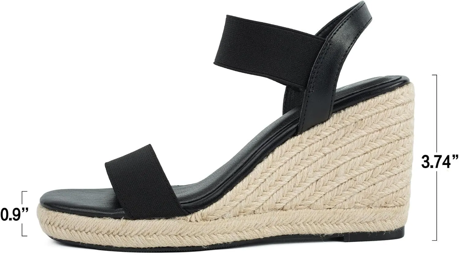 Putu Espadrille Platform Wedge Sandals for Women Square Open Toe Dressy Wedges with Elastic Ankle Strap