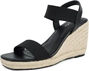 Putu Espadrille Platform Wedge Sandals for Women Square Open Toe Dressy Wedges with Elastic Ankle Strap