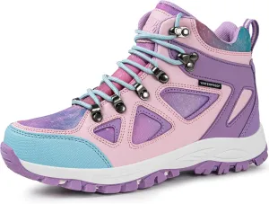 R CORD Kids Hiking Boots Girls Hiking Boots Waterproof Non-Slip for Outdoor Lace-Up Closure Durable TPR Traction Outsole Kids Hiking Shoes