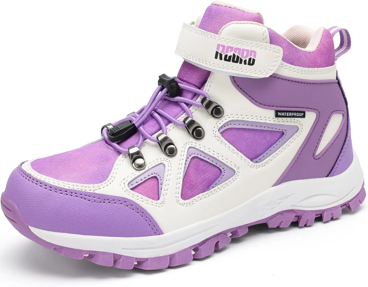 R CORD Kids Hiking Boots Waterproof & Breathable, Durable TPR Traction Outsole, Anti-Skid, Athletic Drawstring Closure, Unisex, Purple, Little Kid, Hiking, Sports