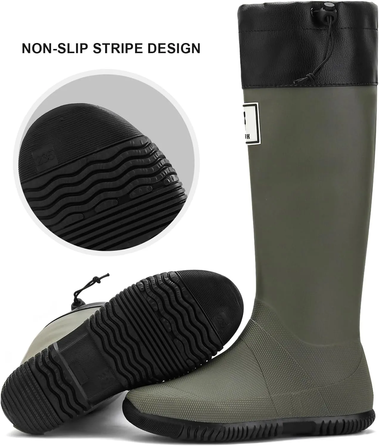 Rain Boots for Men and Women, Waterproof Rubber Boots Anti-Slip Garden Boots Durable Slip Resistant Muck Boots, Comfort Fishing Boots Knee High Work Boots for Outdoor