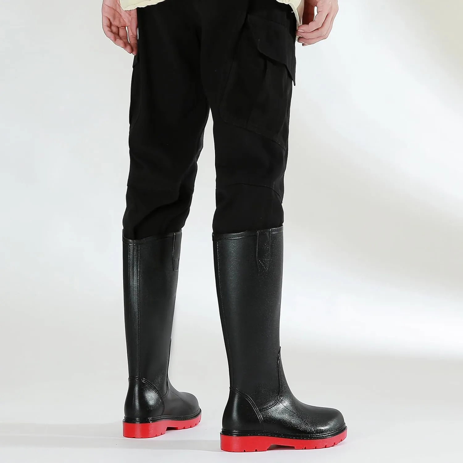 Rain Boots for Men, Comfort Waterproof Rubber Boots Mens Durable Anti-Slip Mud Garden Boots for Hunting Gardening Farming Fishing, Wide Calf Raining Shoes Outdoor Work Boots