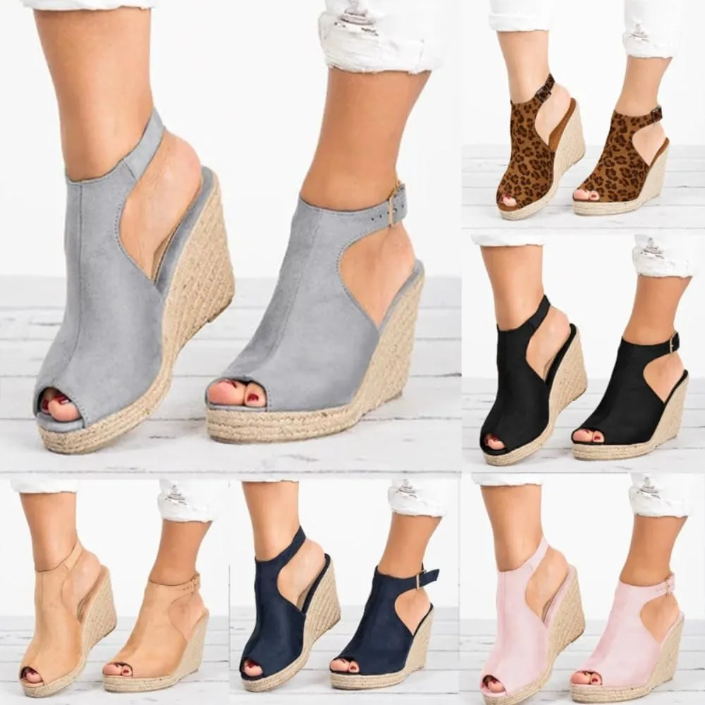 Rattan Sandals Raffia Wedge Espadrilles for Women Slingback Dress Shoes Platform Heel Slip On Casual House Slippers Lightweight Breathable Open Toes Casual Walking Slides Summer Beach Party Vacation
