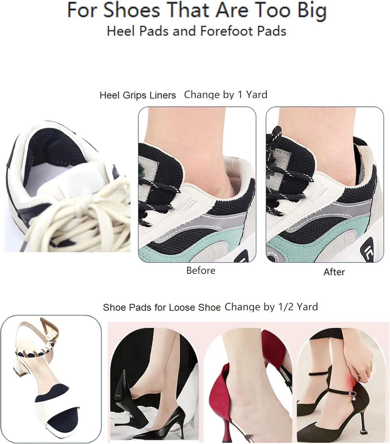 Red Bottom Shoe Sole Protector for Christian Louboutin, Heel and Metatarsal Grip Pads (Large Foot Pads 4 Pairs)
