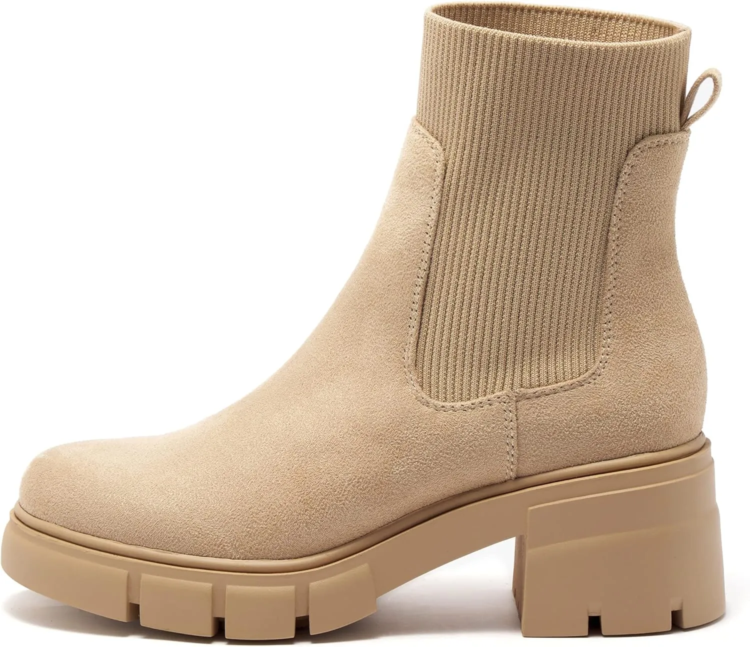 REDTOP Women's Elastic Chelsea Boots Chunky Block Heel Platform Lug Sole Ankle Booties