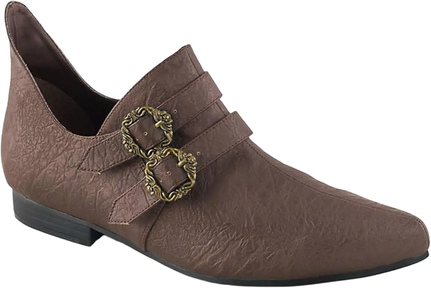 Retro Medieval Pointed Shoes Roman Viking Pirate 2 Buckle Boots Loafers Halloween Court Shoes