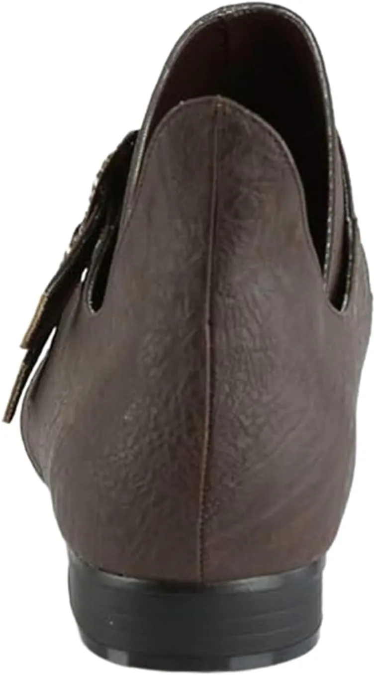 Retro Medieval Pointed Shoes Roman Viking Pirate 2 Buckle Boots Loafers Halloween Court Shoes