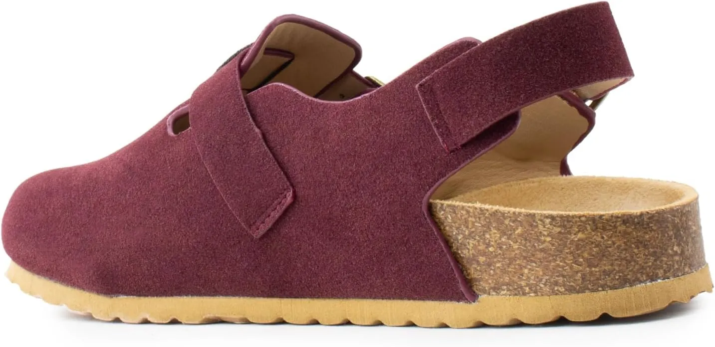 RF ROOM OF FASHION Women's Soft Faux Suede Footbed Cork Clog Antislip Slippers Buckle Mules House Sandals Potato Shoes