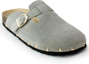 RF ROOM OF FASHION Women's Soft Faux Suede Footbed Cork Clog Antislip Slippers Buckle Mules House Sandals Potato Shoes