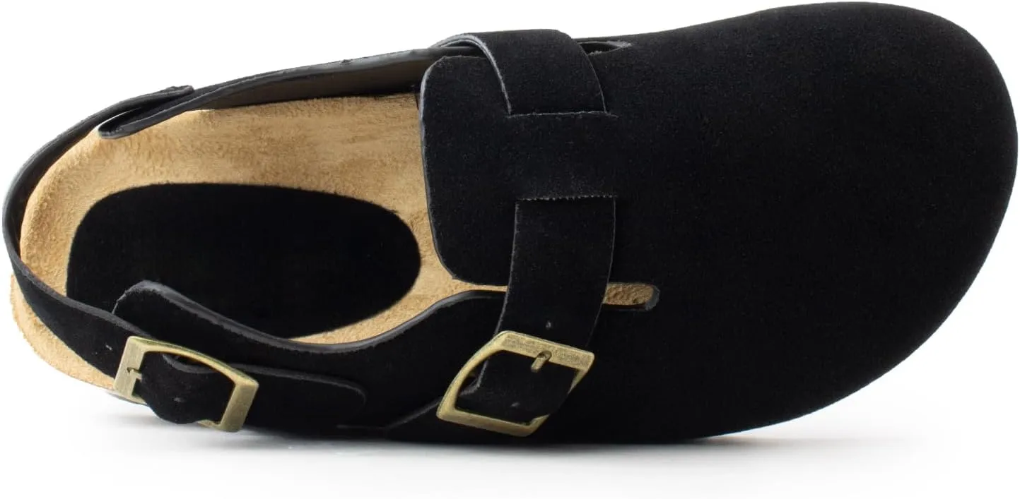 RF ROOM OF FASHION Women's Soft Faux Suede Footbed Cork Clog Antislip Slippers Buckle Mules House Sandals Potato Shoes