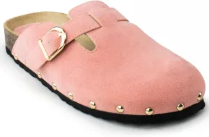 RF ROOM OF FASHION Women's Soft Faux Suede Footbed Cork Clog Antislip Slippers Buckle Mules House Sandals Potato Shoes