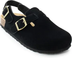 RF ROOM OF FASHION Women's Soft Faux Suede Footbed Cork Clog Antislip Slippers Buckle Mules House Sandals Potato Shoes